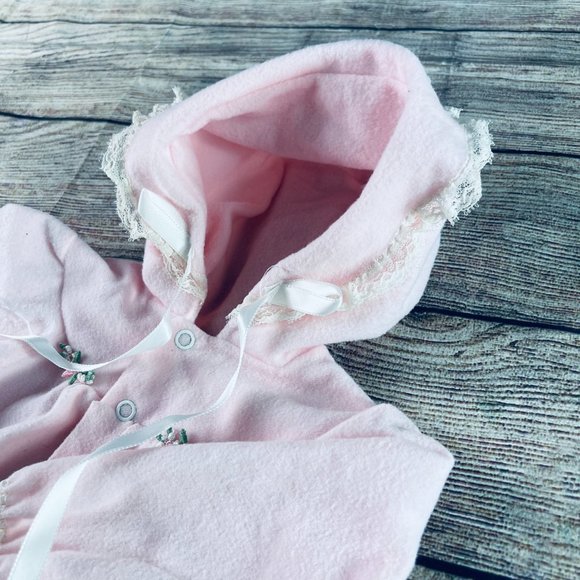 Vintage Baby Bliss Pink Flannel Sack & Bow - Picture 3 of 9